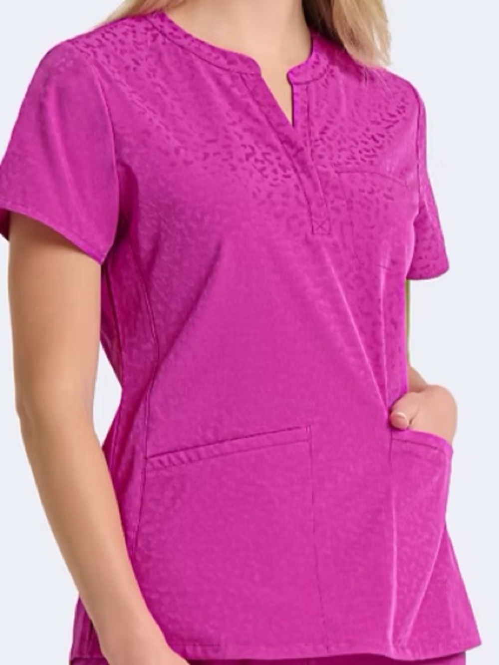 Ava Therese Lynx Jacquard Scrub Top Zavaté (Style 1171) Magenta/Berry